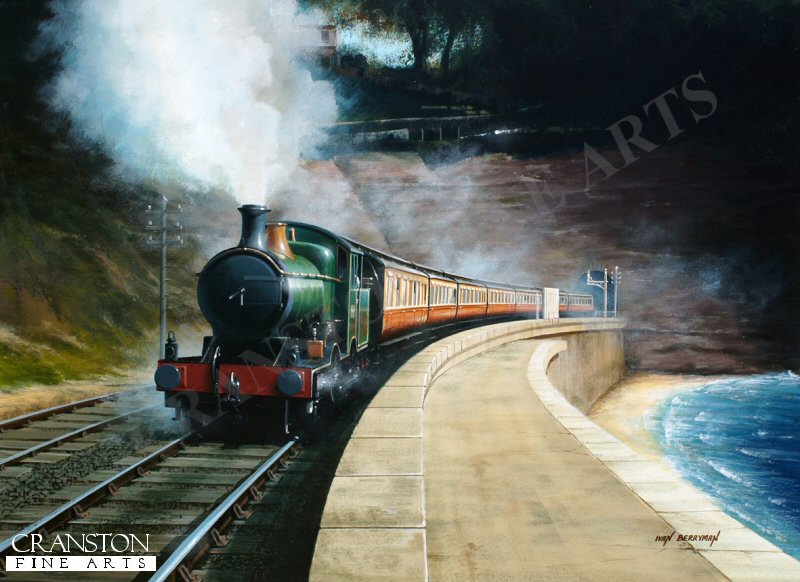 A locomotive pulling the Cornish Riviera Express service emerges from a tunnel on its way to the final destination of Penzance. This service ran from 1904, converting to diesel in the late 1950s and the route is still serviced by high speed trains today. A locomotive pulling the Cornish Riviera Express service emerges from a tunnel on its way to the final destination of Penzance. This service ran from 1904, converting to diesel in the late 1950s and the route is still serviced by high speed trains today.