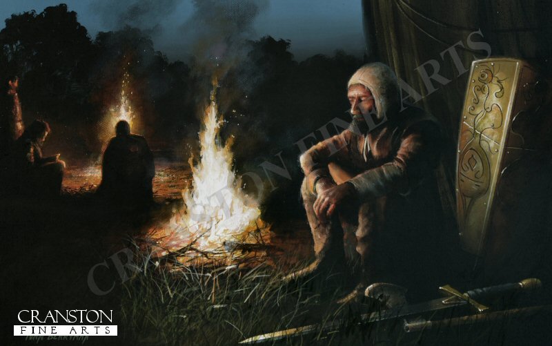 A Norman soldier takes a moments solace by the fire at camp, on the night prior to the Battle of Hastings. Fighting would commence at 9am on the 14th of October, 1066 and would be a momentous victory for the Norman forces. A Norman soldier takes a moments solace by the fire at camp, on the night prior to the Battle of Hastings. Fighting would commence at 9am on the 14th of October, 1066 and would be a momentous victory for the Norman forces.