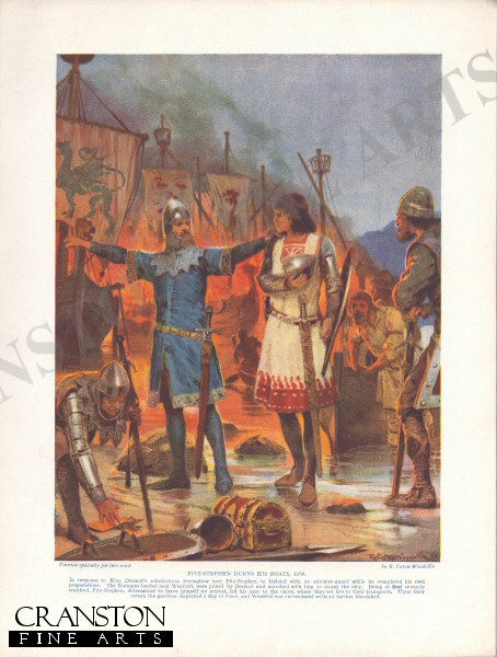 Fitz-Stephen Burns His Boats, 1169 by Richard Caton Woodville. (P)