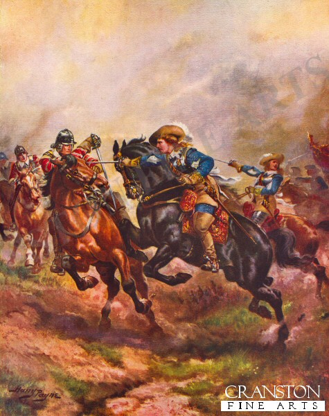 Prince Ruperts Cavalry Charging at Edgehill, 1642 by Richard Caton Woodville. (B)