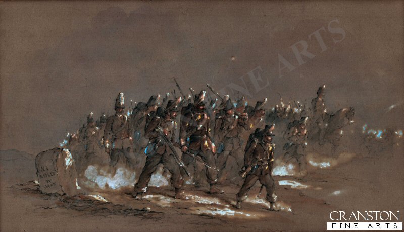 Fusiliers marching, about mid-nineteenth century, around the time of the Crimean War. Fusiliers marching, about mid-nineteenth century, around the time of the Crimean War.