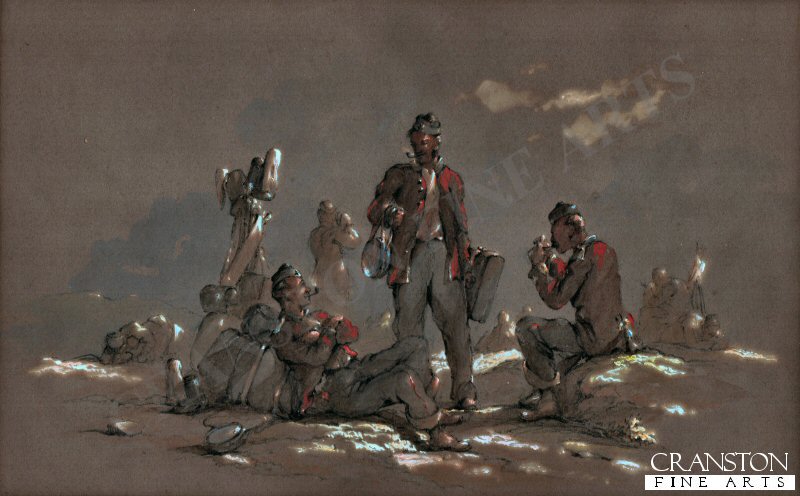 Fusiliers at rest, about mid-nineteenth century, around the time of the Crimean War. Fusiliers at rest, about mid-nineteenth century, around the time of the Crimean War.