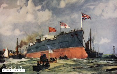 The Launch of the London at Portsmouth by Charles Dixon.