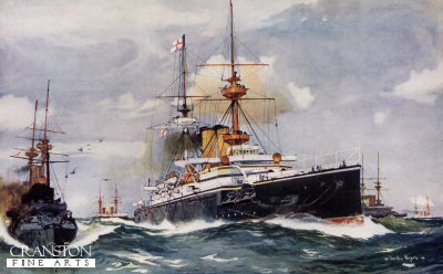 The Majestic. Flagship of the Channel Squadron by Charles Dixon.