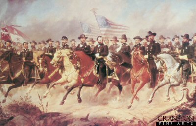 DHM301.  Grant and His Generals by Balling. <b><p> Open edition print. <p> Image size 23 inches x 15 inches (58cm x 38cm)