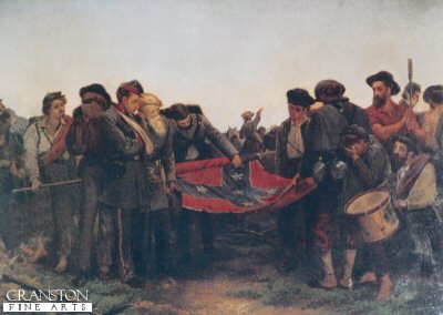 DHM558.  Furling the Flag by Richard Brooke. <b><p>Open edition print. <p> Image size 24 inches x 15 inches (61cm x 38cm)