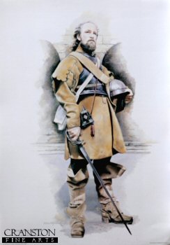 DHM675.  East European Mercenary by Chris Collingwood. <p>Part of a series of seven English Civil War uniform stuies.<b><p>Open edition prints.  <p>Image size 16 inches x 12 inches (41cm x 31cm)