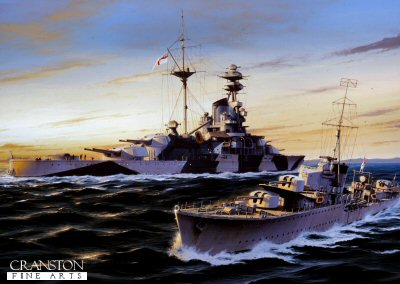 P1248. HMS Kelly passes HMS Royal Sovereign by Ivan Berryman. <p> The destroyer HMS Kelly passes close to the battleship HMS Royal Sovereign as she escorts a convoy in the Mediterranean near Malta. <b><p>Postcard<p> Postcard size 6 inches x 4 inches (15cm x 10cm)