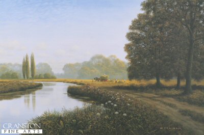 DHM6371. Summertime Harvest by Gerald Coulson. <p><p><b>Published in 2001, we have the last 80 prints.</b><b><p>Limited edition of 350 prints.  <p> Image size 22 inches x 16 inches (56cm x 41cm)  Paper size 25 inches x 19 inches (64cm x 48cm)