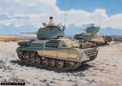 DHM6509PC. Operation Brevity by David Pentland. <p>  Libya, North Africa, 15th May 1941. British Cruiser Mark II (A10) tanks of 2nd Royal Tank Regiment, 7th Armoured Brigade pause during General Wavell's offensive against the Italian held Halfaya Pass and Fort Capuzzo. Led by General 'Straffer' Gott the attack was initially a success, but counter attacks by German reinforcements halted the British offensive after one day, and pushed it back to the Egyptian border. <b><p>Collector's Postcard - Restricted Initial Print Run of 100 cards.<p>Postcard size 6 inches x 4 inches (15cm x 10cm)