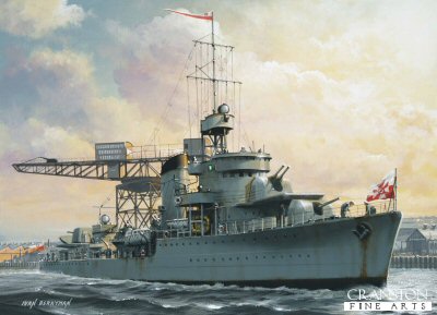 ORP Blyskawica at Cowes by Ivan Berryman. (PC)