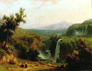 Extensive View of the Cascades at Tivoli by Franz Knebel. (GL)
