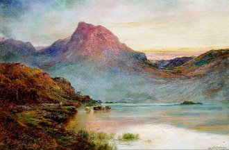 The Evening Glow, Near Arrochar by Alfred de Breanski. (GL)