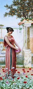 An Idle Hour, 1890 by John William Godward. (GS)