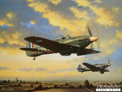 N35.  Hurricane MK11C Night Fighters by Barry Price. <b><p>Open edition print. <p> Image size 16 inches x 12 inches (41cm x 31cm)