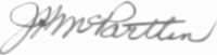 The signature of Brigadier General James H McPartlin