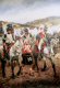 A Gordon Highlander is shown with his captors, Napoleons Grenadiers a Cheval.