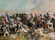 The 6th Inniskillings were part of the Union Brigade of Heavy Cavalry alongside the 1st Dragoons (Royals) and 2nd Dragoons (Scots Greys) and commanded by General Ponsonby. At a critical point in the battle, at 2.00 pm, the two brigades of Heavy Cavalry (the other was the Household Brigade) were ordered to charge a massive French assault of infantry and cavalry which was bearing down on the allied line. The charge of the Heavy Cavalry saved the day. The Union Brigade smashed into the French infantry and then on to the artillery. But the charge carried on too far and the Inniskillings were attacked by fresh French cavalry and suffered heavy casualties: 193 out of 400, plus 190 horses. 