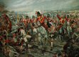  The Battle of Waterloo.18 June 1815.  The Scots Greys (The Royal North British Dragoons ), as the rest of the British heavy cavalry advanced against the French infantry, just after 1:30 p.m., Lieutenant-Colonel Hamilton witnessed Pack's Brigade beginning to crumble, and the 92nd Highlanders (The Gordon Highlanders ) were falling back in disorder.  On his initiative, Lieutenant-Colonel Hamilton ordered the Scots Greys forward at the walk.  Because the ground was muddy and uneven, The Scots Greys remained at the walk until they had passed through the Gordon Highlanders.  The arrival of the Scots Greys helped to rally the Gordons, who turned to attack the French Infantry.  Even without attacking at a full gallop, the weight of the Scots Greys charge proved to much for the French column attacking Pack's Brigade. 