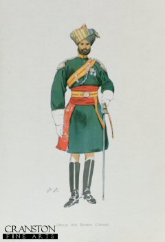 UN0432Y. Officer 6th Bombay Cavalry by John Charlton (1897) <p><b>Near perfect condition - may have some slight marks or scratches. </b><b><p>**Open edition print. <p>Image size 8 inches x 12 inches (20cm x 31cm)