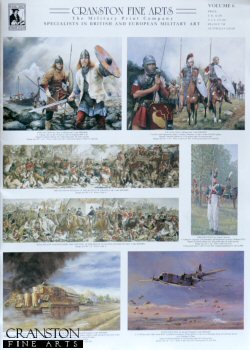 VOL6. Cranston Fine Arts Military Art Catalogue (Volume 6) <p> Volume Six book catalogue shows 215 military, naval and aviation art prints, with a majority of these prints being of World War II naval and aviation and tank prints and an excellent selection of 19th century maritime editions with some American Civil War and Prussian Napoleonic and Franco-Prussian war prints  by 19th Century military artists and modern artists Chris Collingwood, David Pentland, Randall Wilson, Anthony Saunders and Montague Dawson. <b><p>Full colour book catalogue.<p>Size 12 inches x 9 inches approx. 